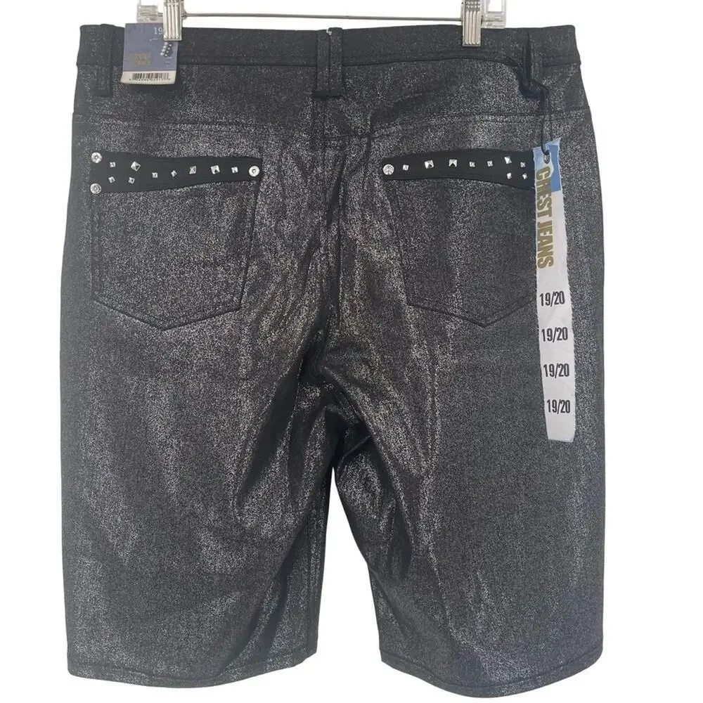 NWT Crest Metallic Studded Black Women's Bermuda Shorts size 19/20